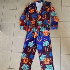 Floral Patterned Jacket and Pants Set